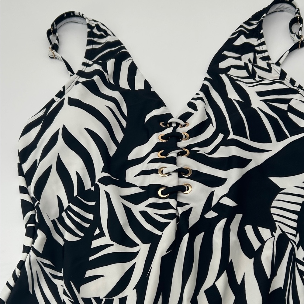 Women’s Black & White Zebra One-Piece Swimsuit - Picture 3 of 16